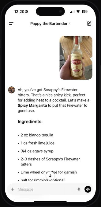 2024 Pappy custom GPT bottle scan response for Scrappy’s Firewater bitters